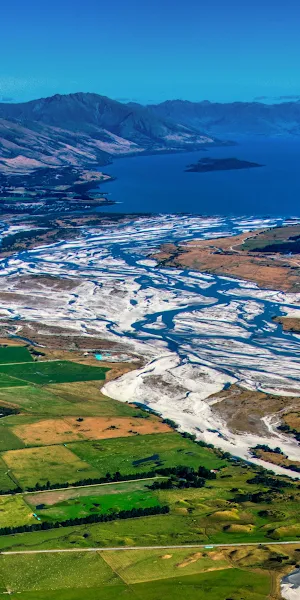 Aerial View, Mountain Landscape, River Delta, Lake View 4K Wallpaper Background