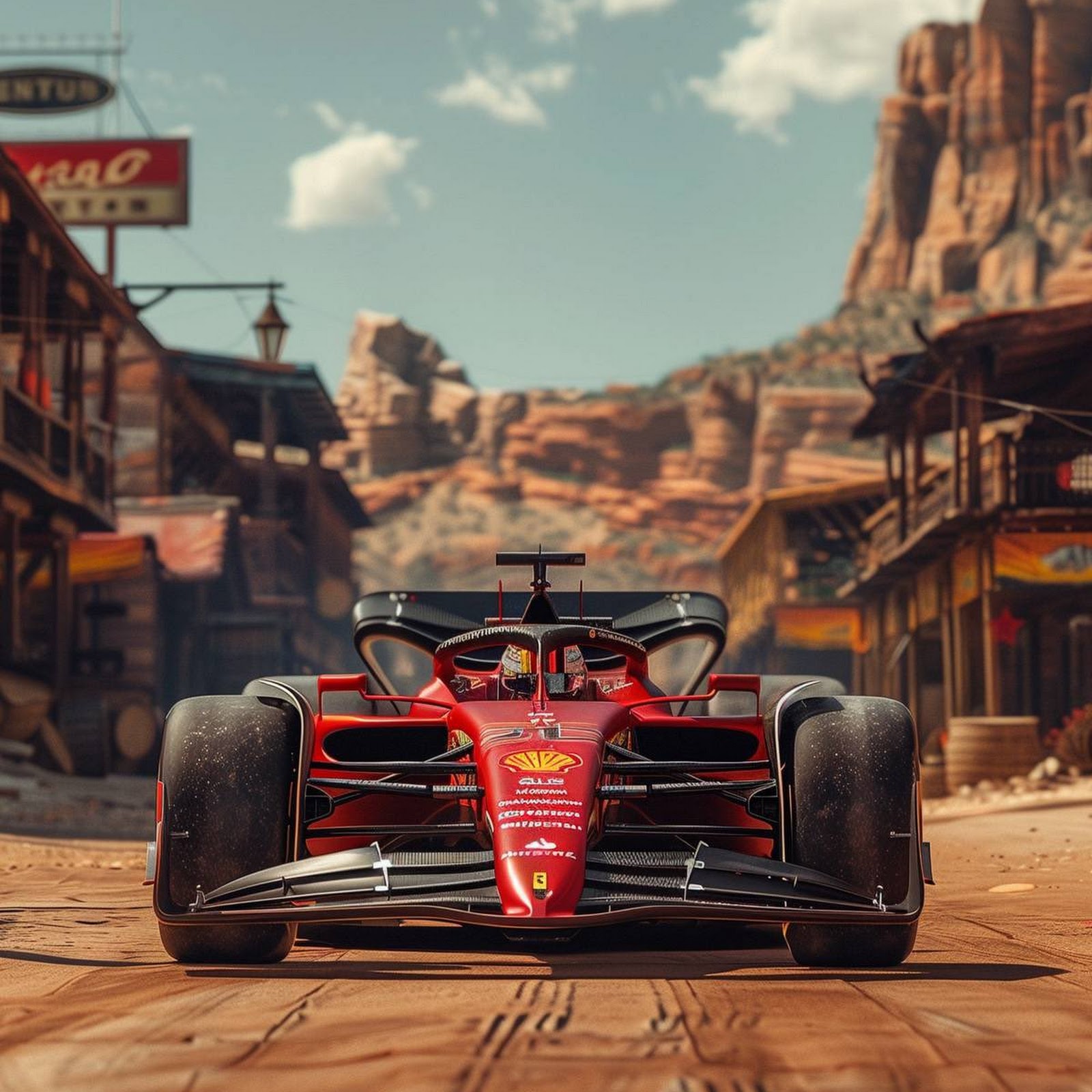 Download Ferrari F1 Car in Wild West Full HD iPhone