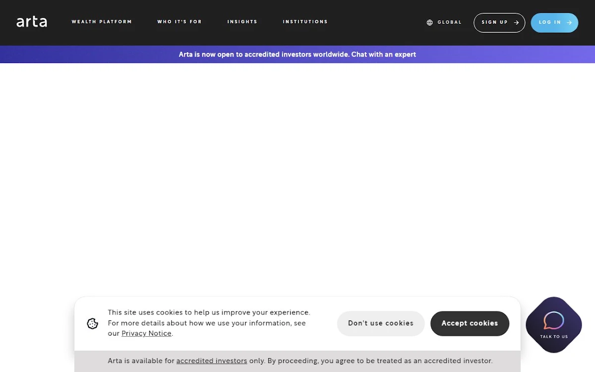 Captura de Arta Finance