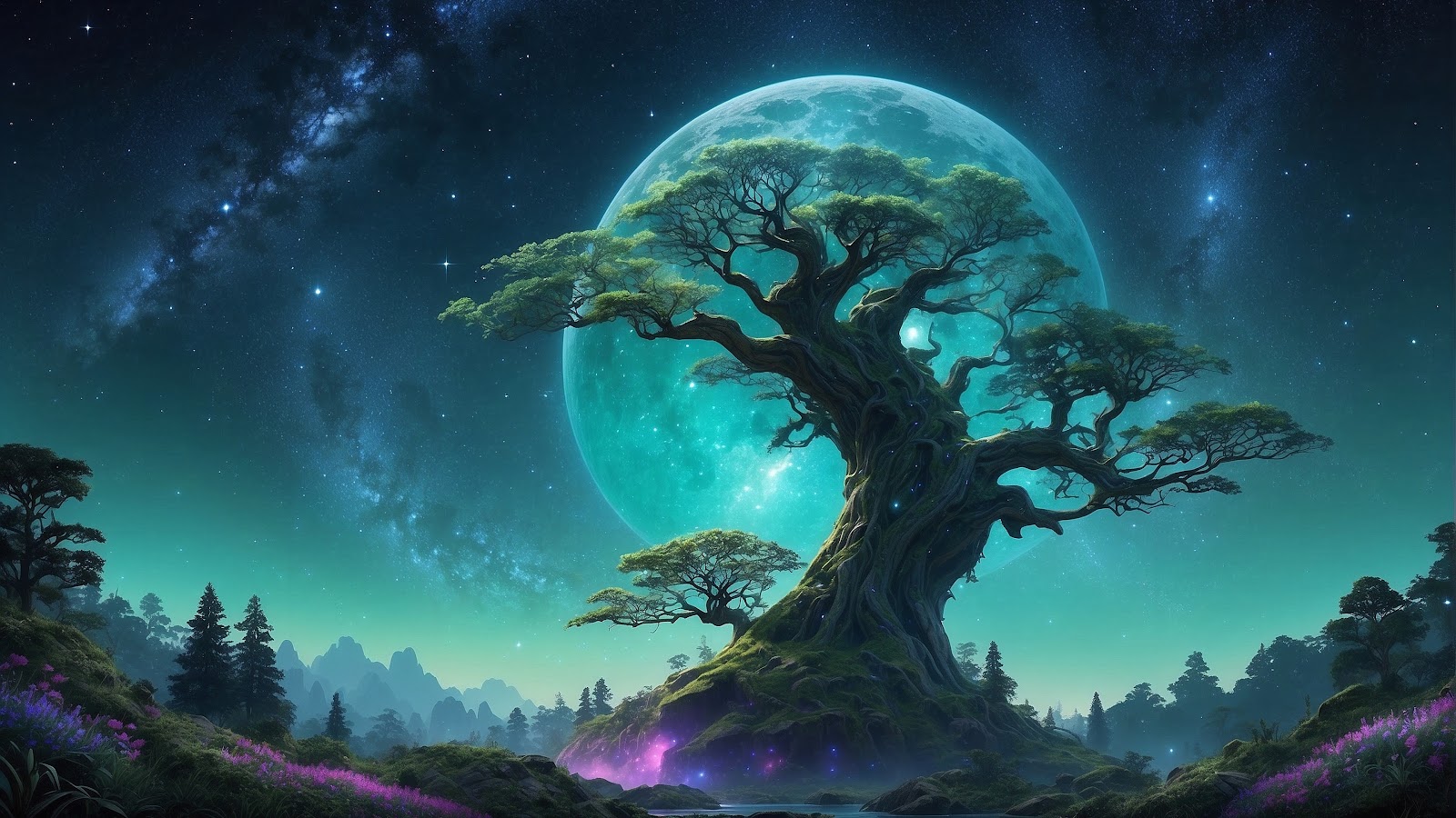 Moon Tree Wallpaper