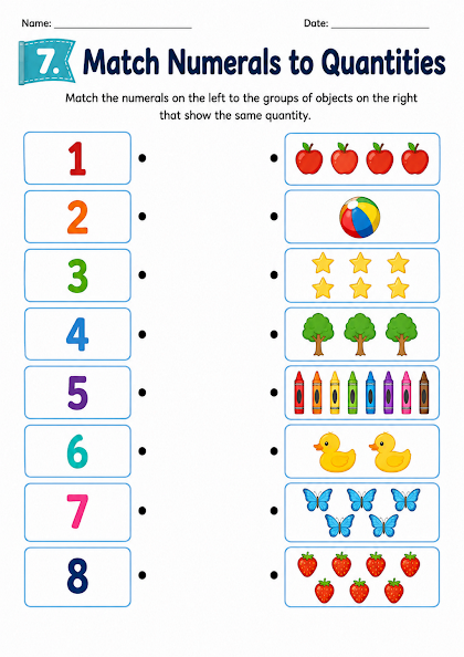 Match Numerals to Quantities Worksheet