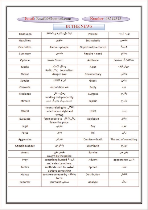 كراسة مفردات شاملة للمنهج - إنجليزي الصف 12 الفصل 2