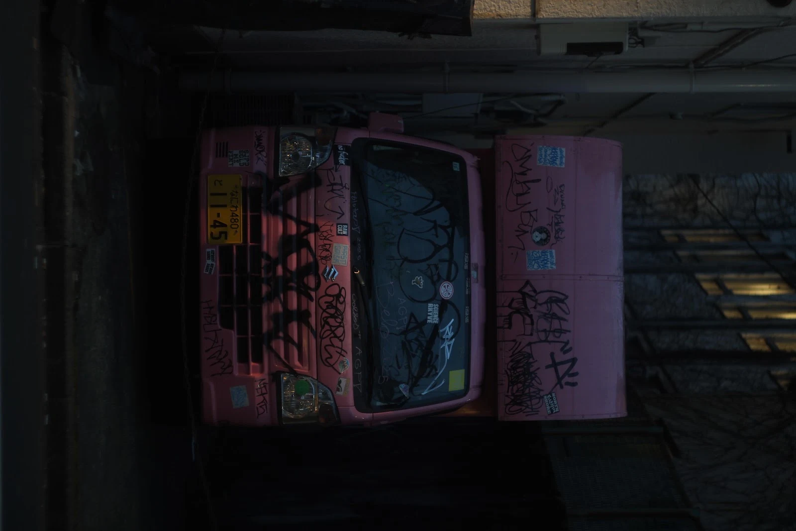 Pink Graffiti Kei Truck - Street Photography 5K Wallpaper (5184x3456)
