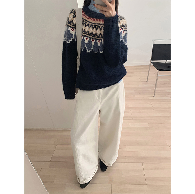 Damen-Strickpullover mit geometrischem Muster