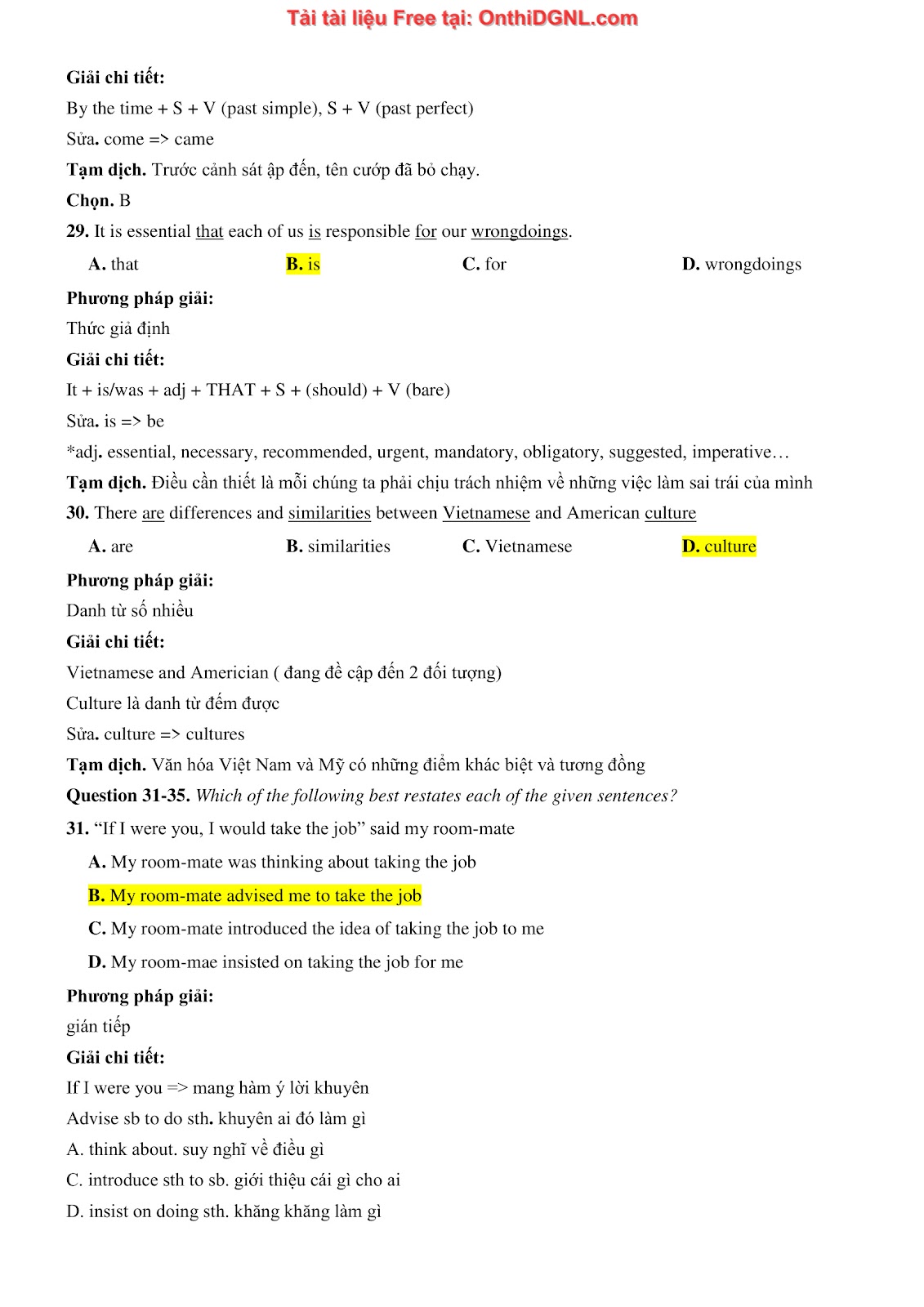 800 bài tập môn Tiếng Anh - Ôn thi ĐGNL ĐHQG TP HCM Phần 38