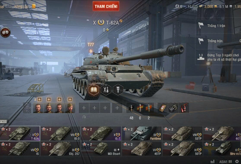 Acc World of Tanks PC có 3 tank X gồm IS-7, T-62A, 60TP ~3.0...