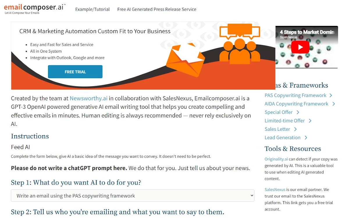 Captura de EmailCompser.ai