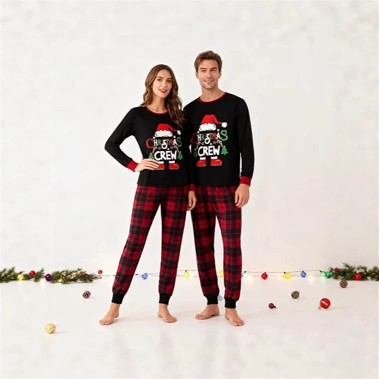 Christmas family pajama set in plaid pattern