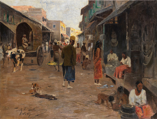Straßenszene auf Ceylon Sri Lanka 1907