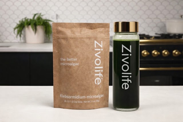 Zivolife superfood sticks with a green drink.
