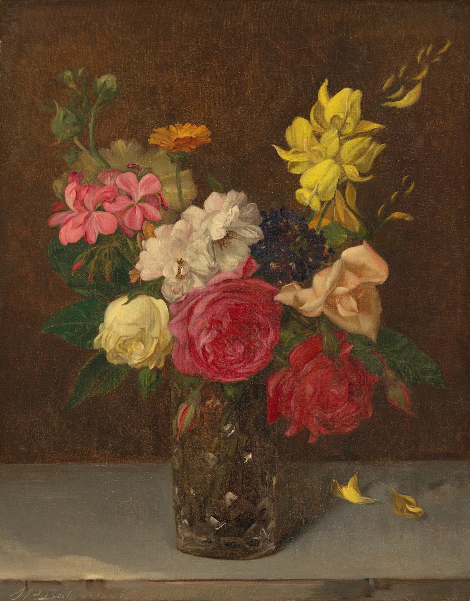 Flowers in a Cut Glass Vase 1850s