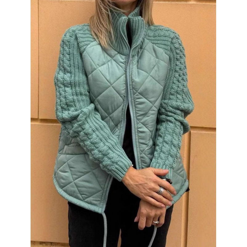 Fashionable women's winter jacket with zipper and stand-up collar