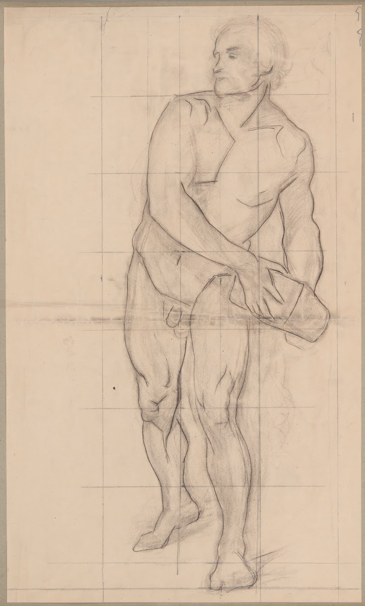 Nude sketch to the assailant to the painting Martyrdom of St Matthias 1866 1867