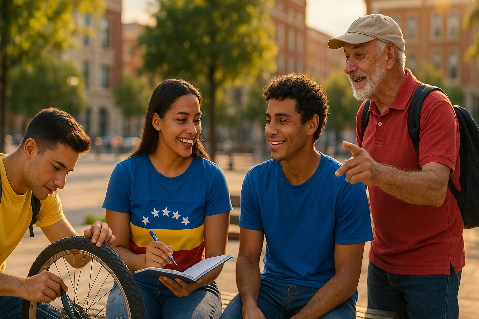 Venezolanos en el exterior intercambiando ayuda en un banco de tiempo