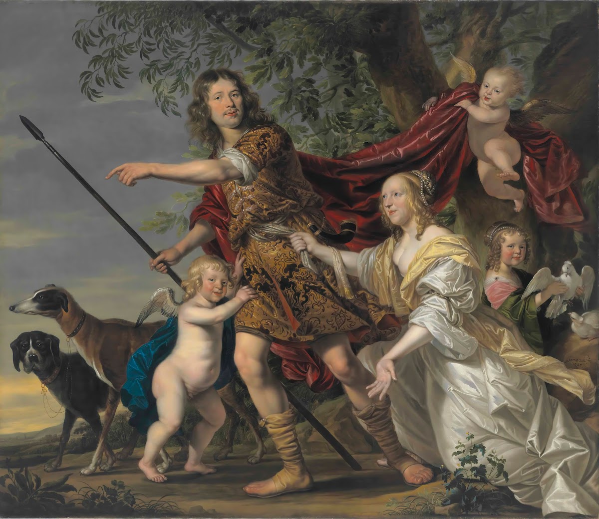 Portrait Of A Lady And A Gentleman As Venus And Adonis 1647