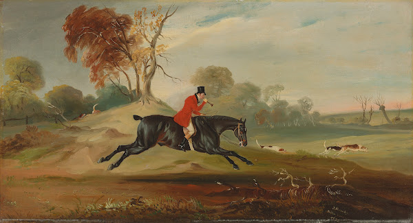 Anthony Adrian 7th Earl of Kintore on Tom of Lincoln hunting in an extensive lan