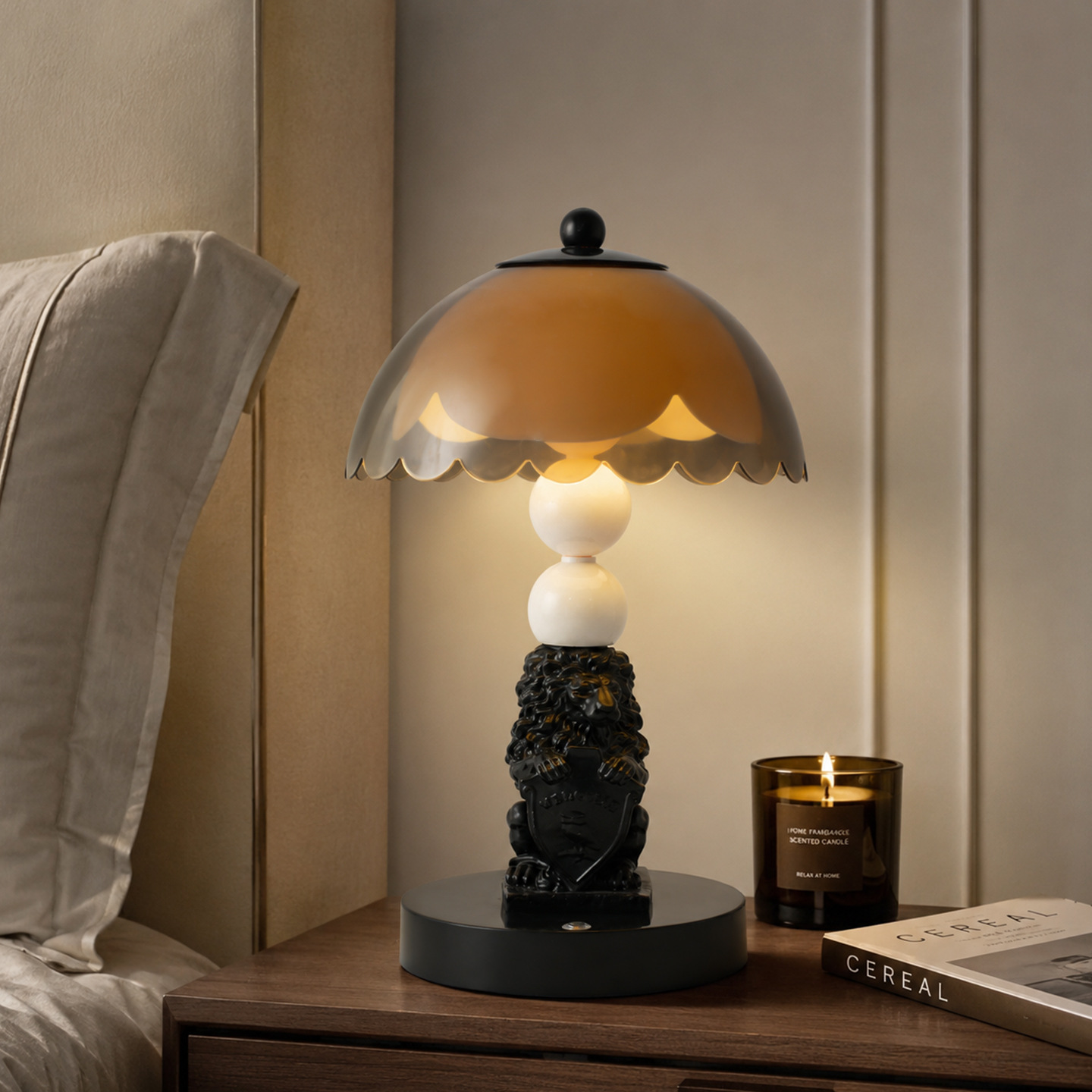 Lion Table Lamp, ABS, black, Touch Control