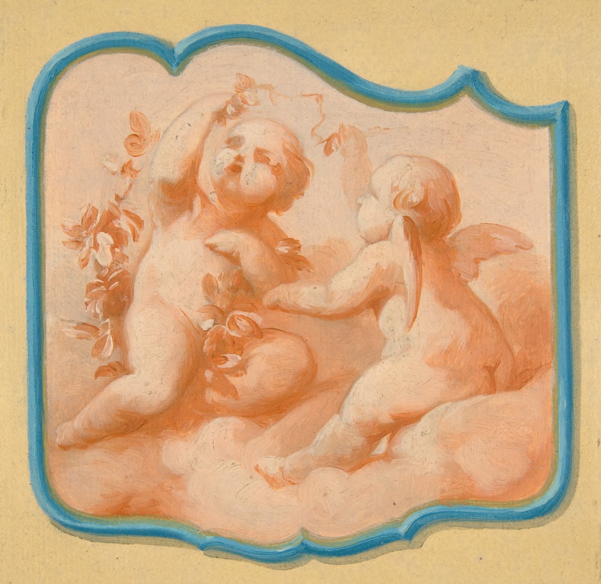 Two putti on clouds 19th Century