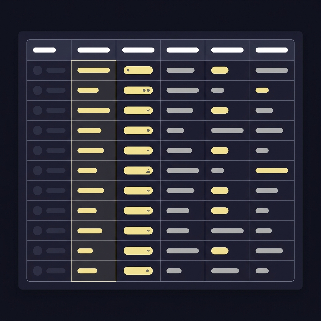 How Platoon Splits Affect Matchups minimalist vector leaderboard mockup highlighting wOBA and sample size columns in Funded Plays colors on dark background