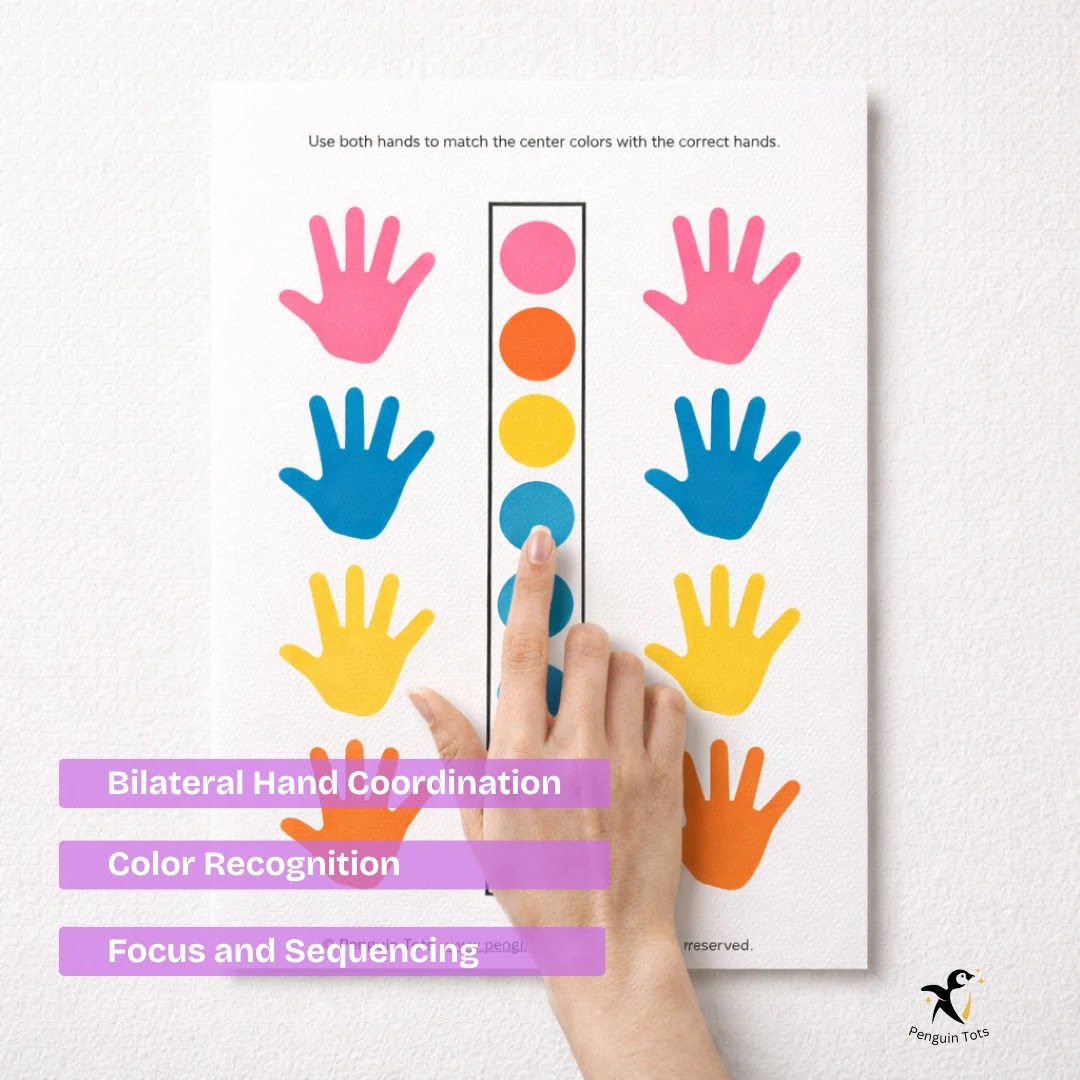 Color Tap Handprint Activity | Bilateral Coordination, Visual Motor Integration & Color Recognition