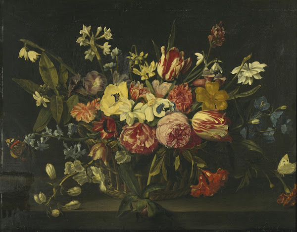 Still life of flowers in a basket 1650