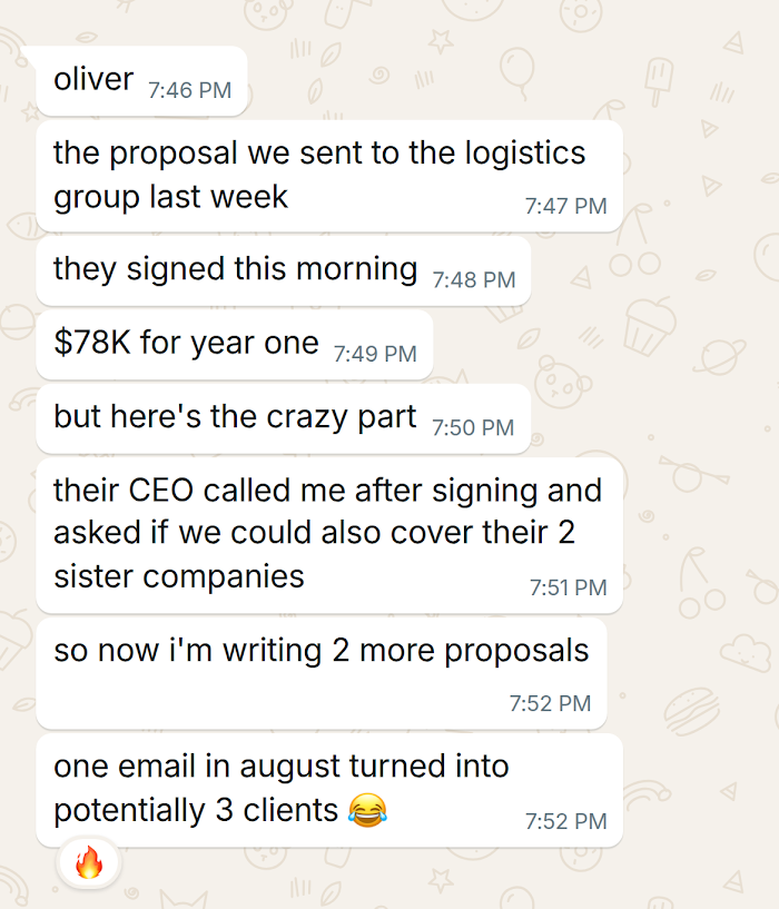 Client message on WhatsApp