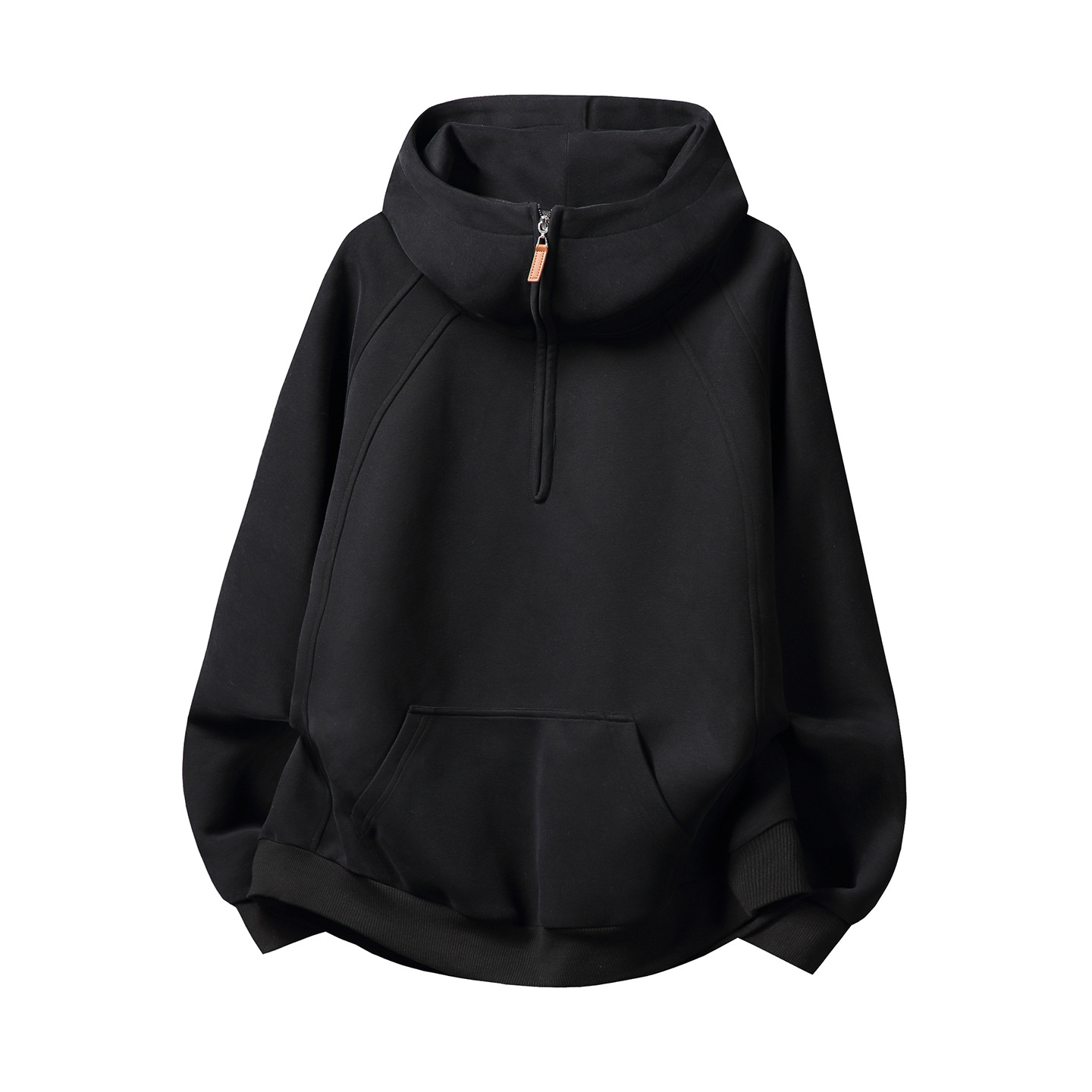 Unisex zippered hoodie with stand-up collar