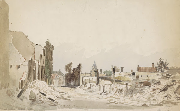 De ruïnes te Bodegraven na de brand van juni 1870 1870