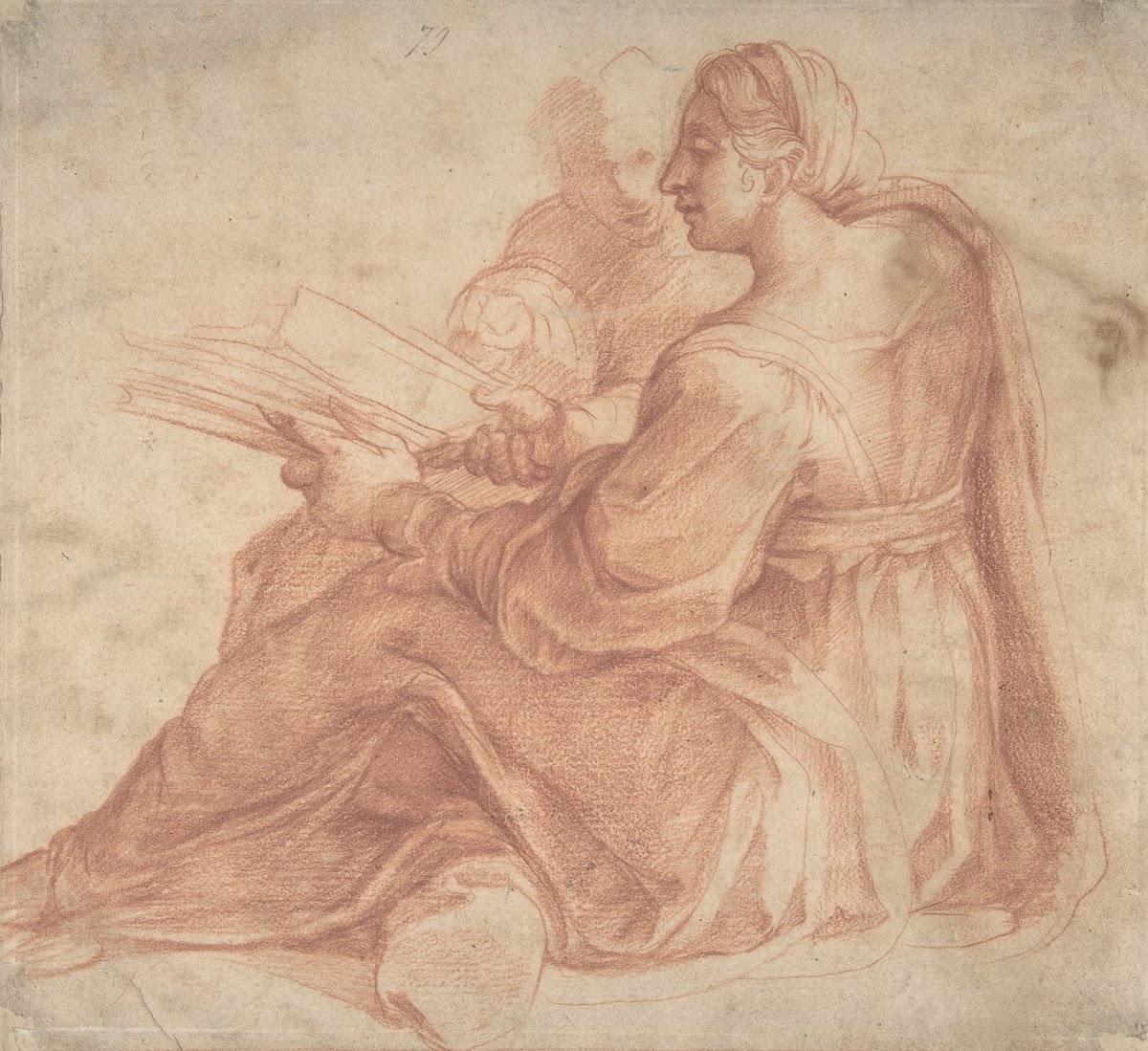 Seated Sibyl and Attendant Genius ca 1540