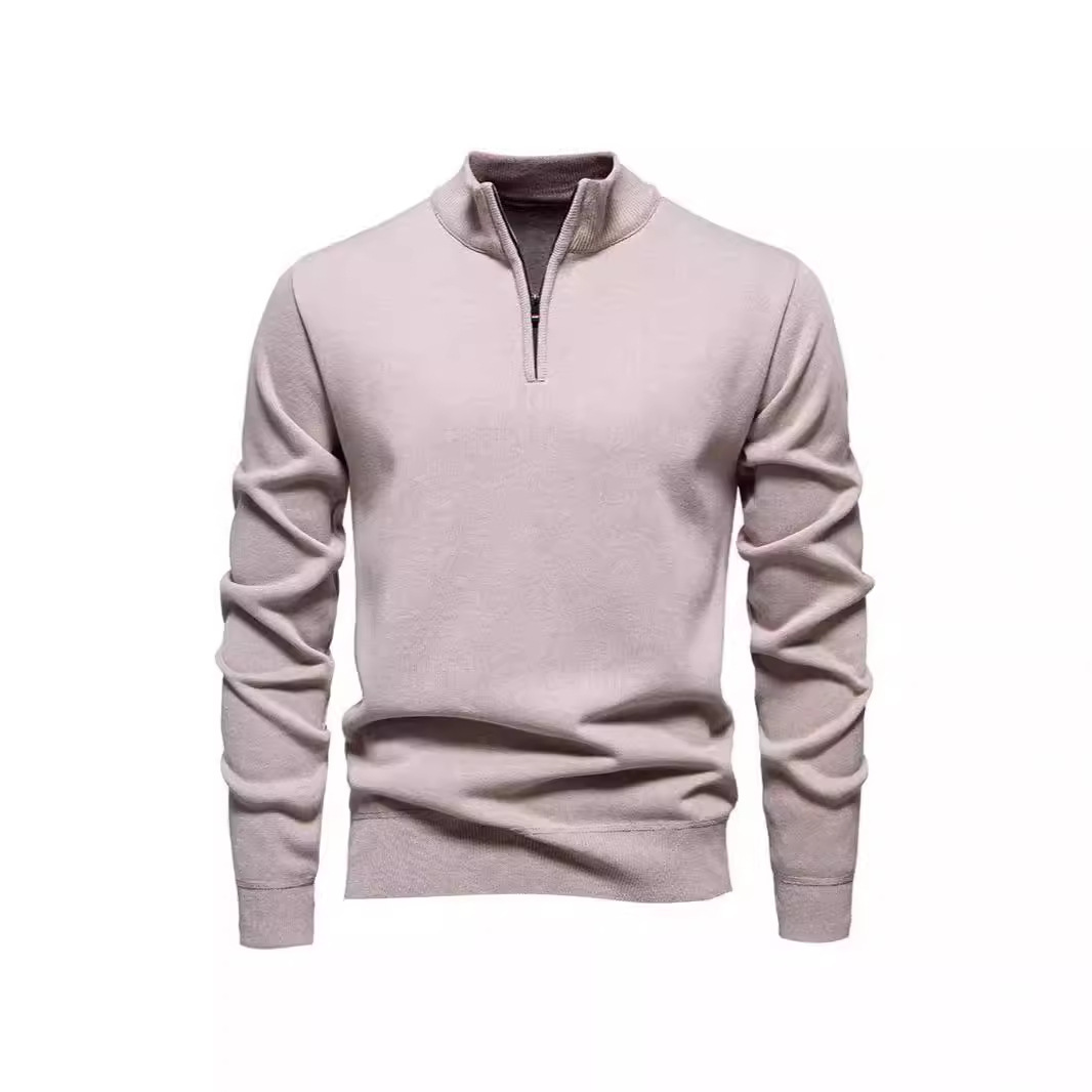 Schlanker Strickpullover mit Stehkragen und Reißverschluss