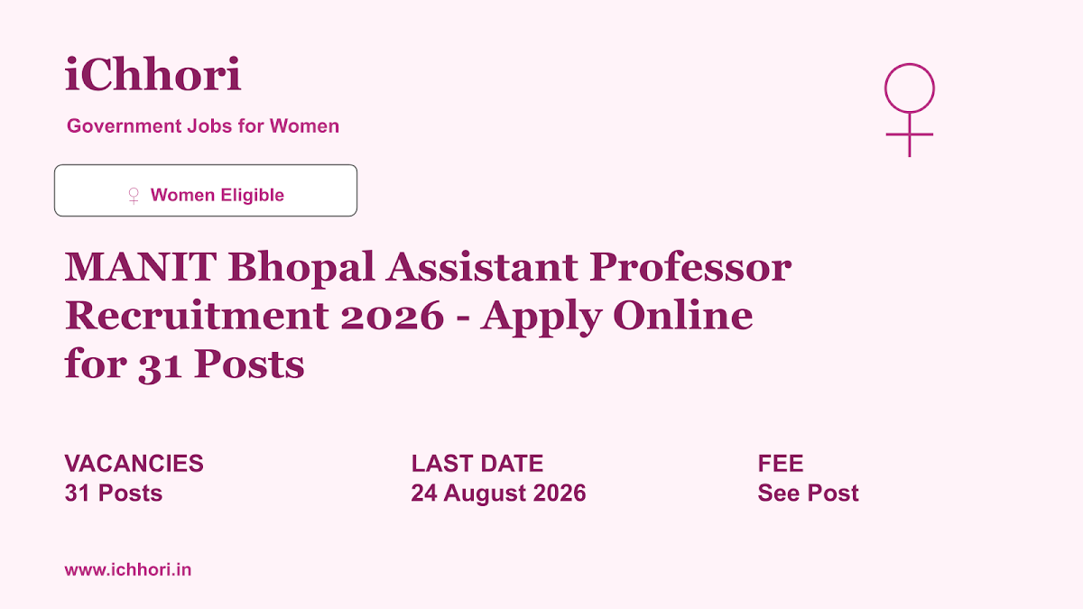 MANIT Bhopal Assistant Professor Recruitment 2026 - Apply Online for 31 Posts - iChhori