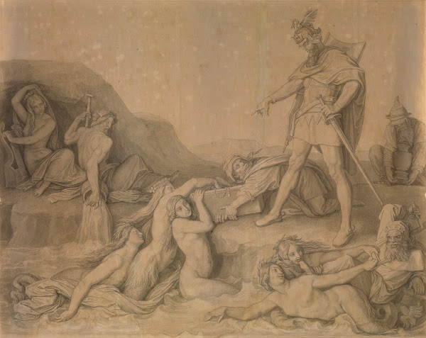 Hagen Entrusts His Treasures to the Rhine Daughters