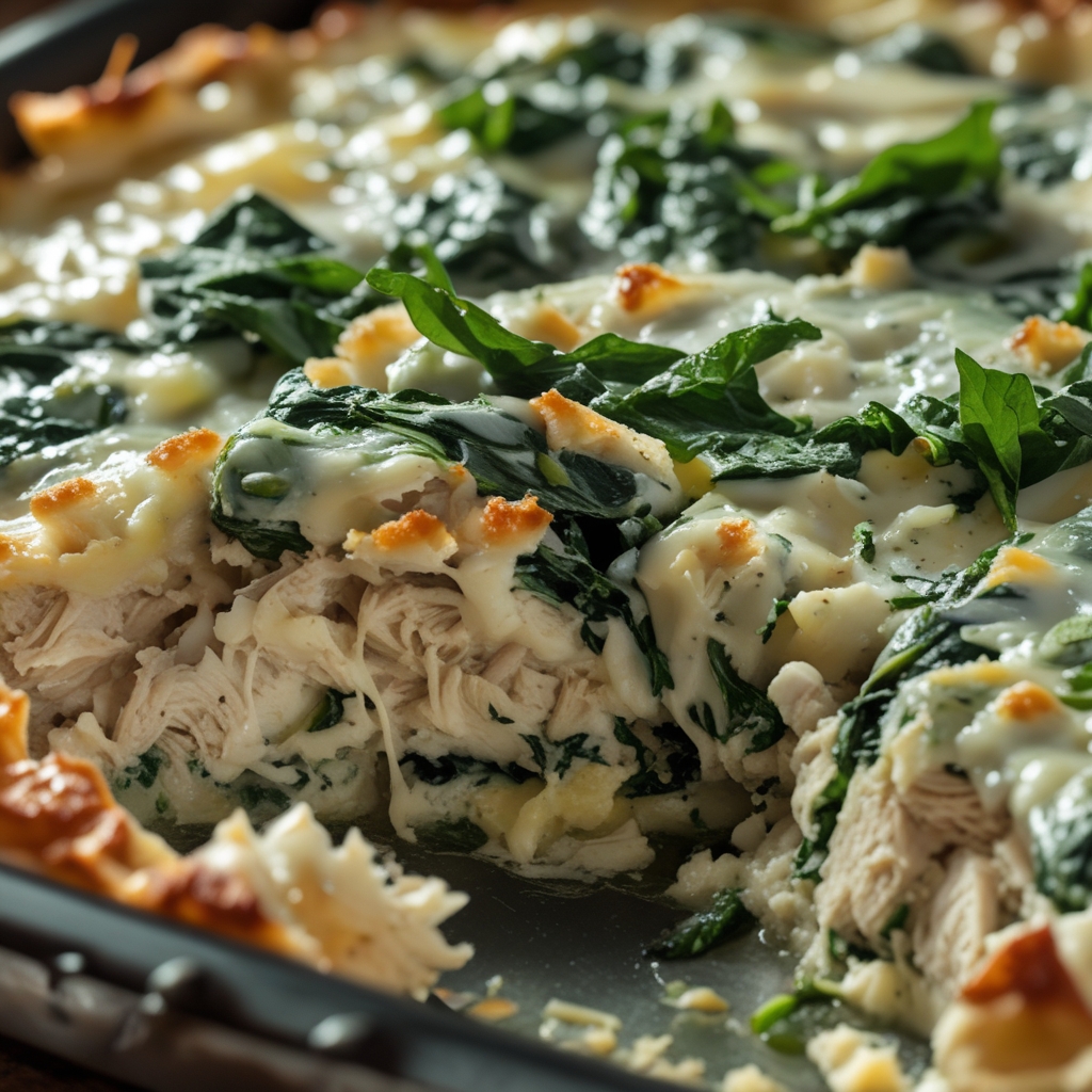 Chicken and Spinach Casserole with Cream Cheese - Easy & Comforting Family Dinner