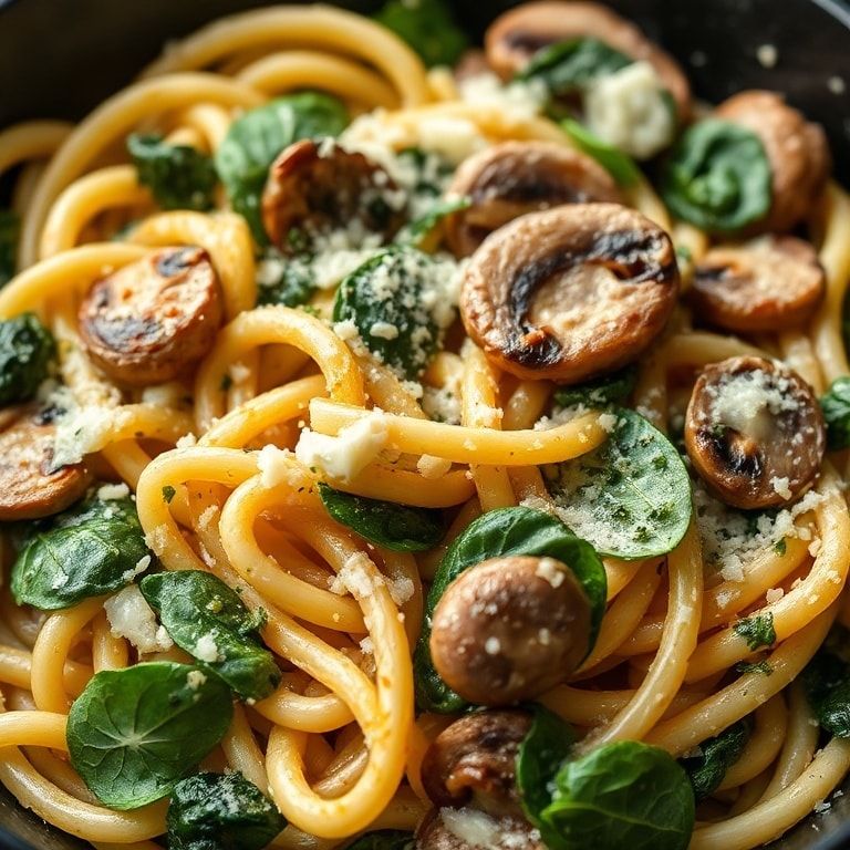 Easy Parmesan Spinach Mushroom Pasta Skillet Recipe: 30-Minute Comfort Food for Any Night finished