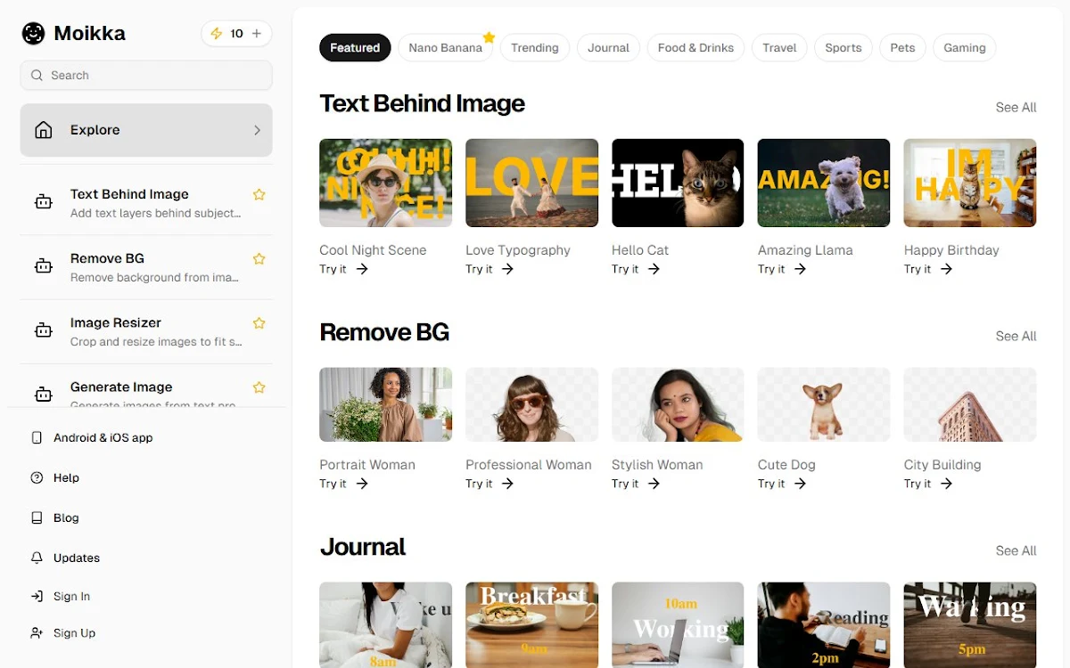 Captura de TextBehindImage.site