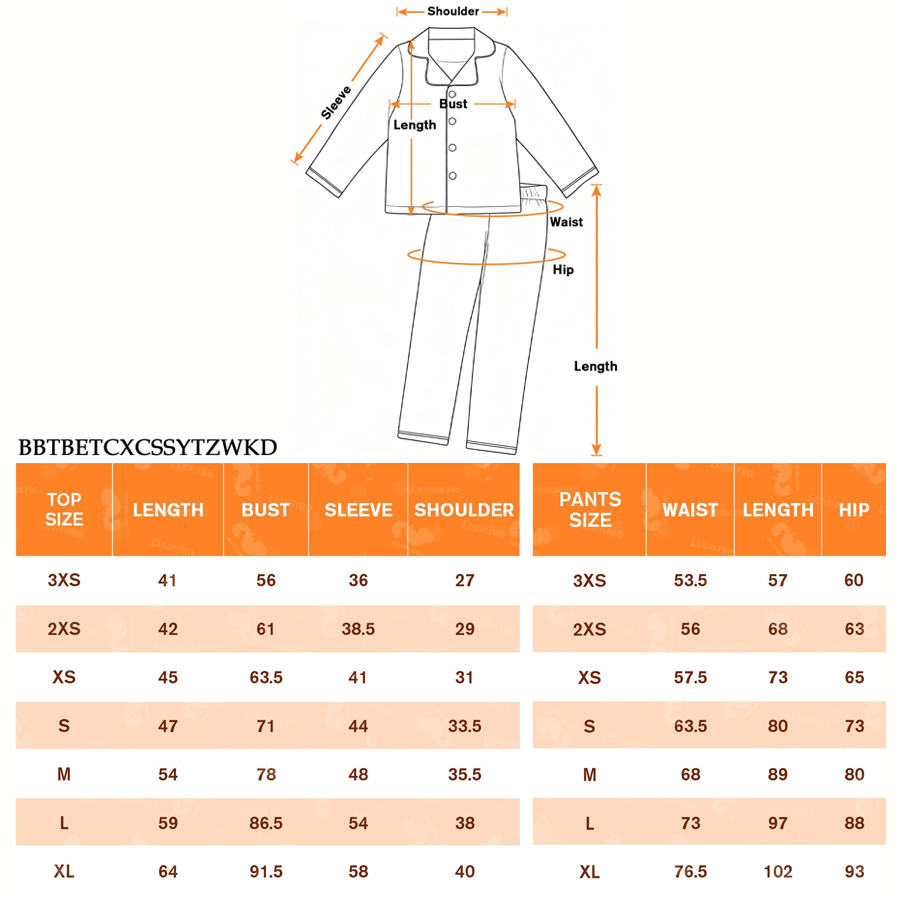 AOP Children's long sleeved shirt pajama set with bound edges and no pockets
