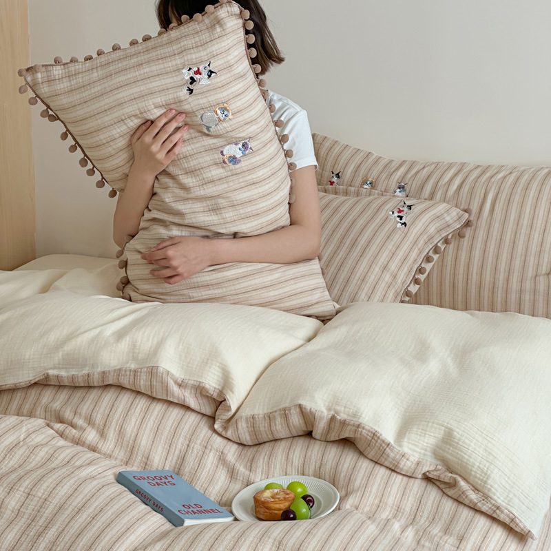 Cotton bedding set, 4-piece, double gauze