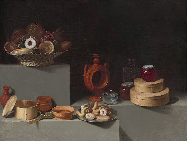 Still Life with Sweets and Pottery 1627