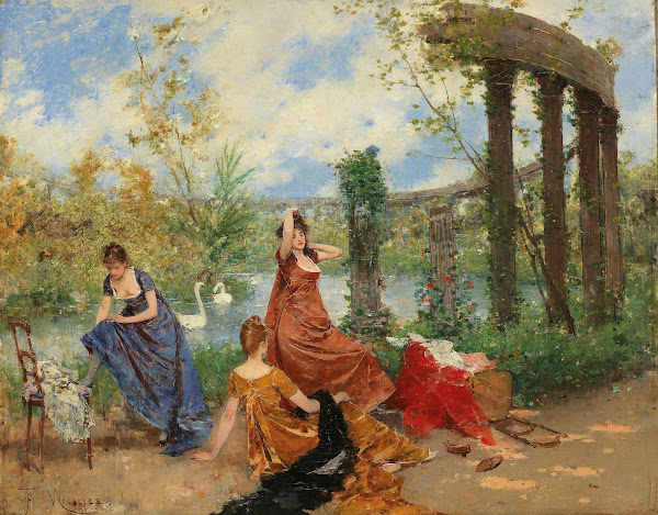 Ladies Near The Park Pond