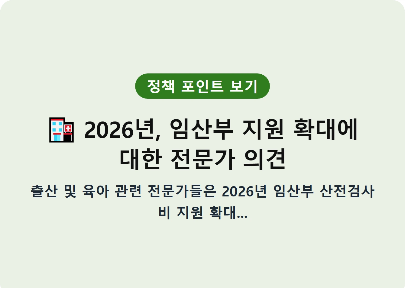 2026년, 임산부 지원 확대에 대한 전문가 의견