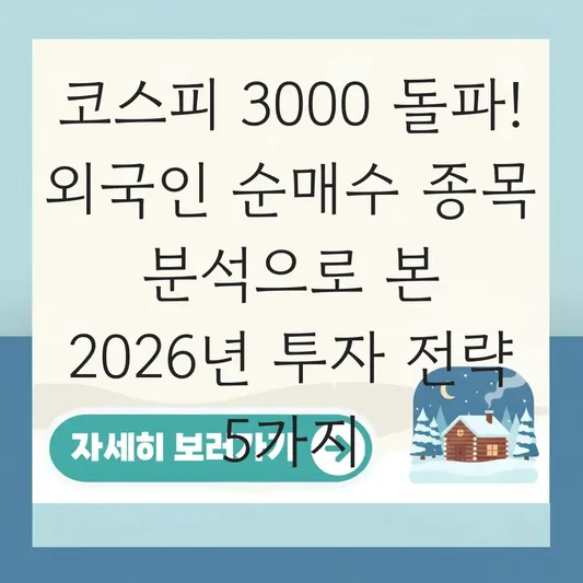 코스피 3000선 돌파 가능성 및 외국인 순매수 종목 분석 대표 이미지