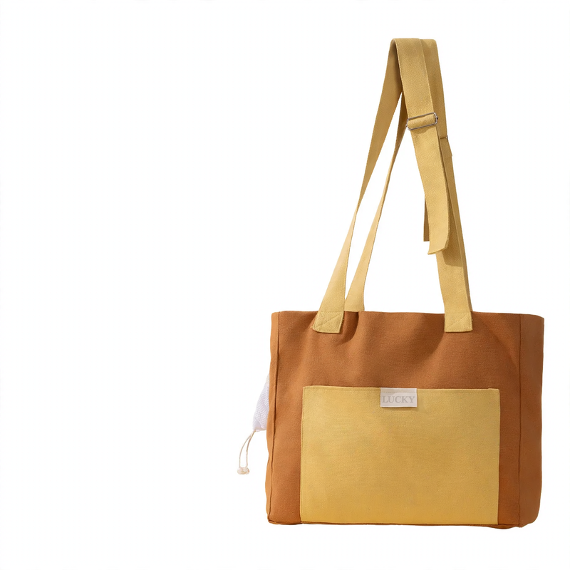 Canvas pet carrier bag with adjustable strap