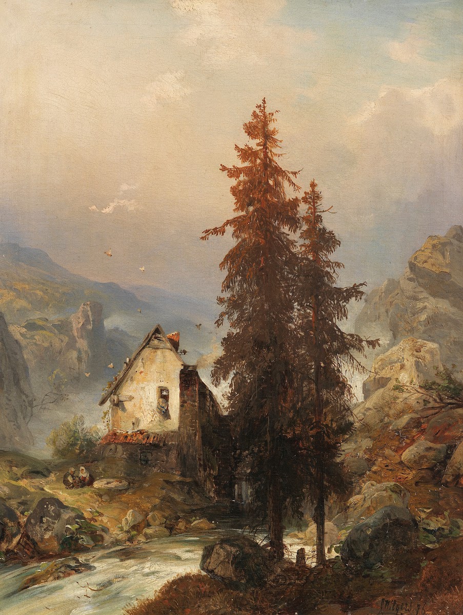 Mühle im Gebirgstal 1879