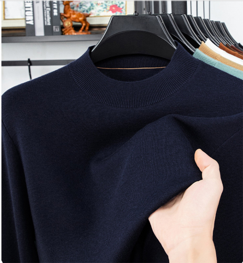 Men's wool sweater, round neck, machine washable