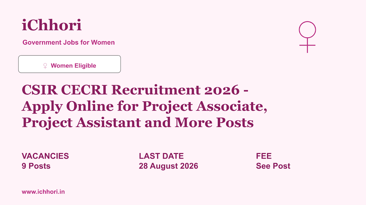 CSIR CECRI Recruitment 2026 - Apply Online for Project Associate, Project Assistant and More Posts - iChhori
