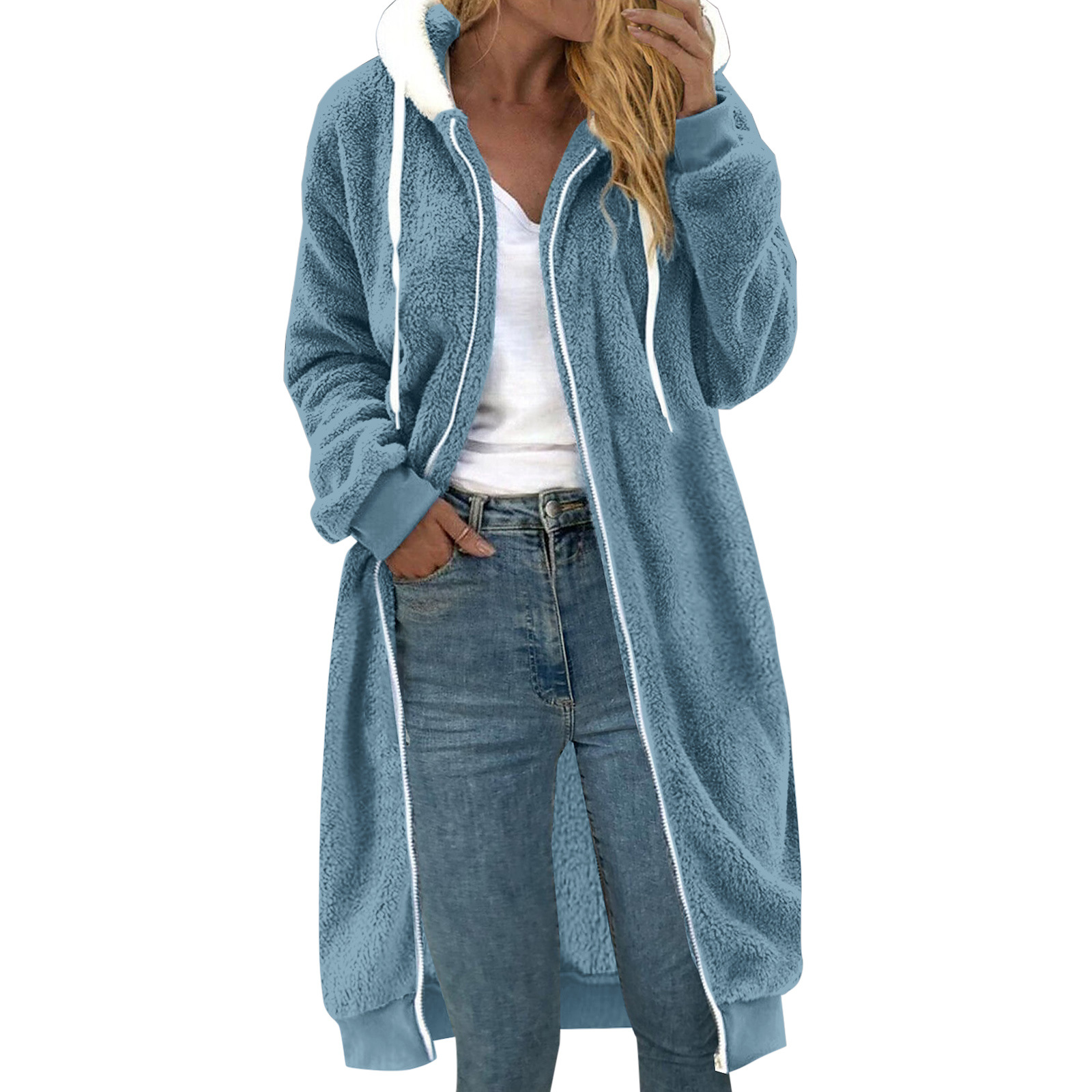 Women's Plush Coat, Reversible, with Hood