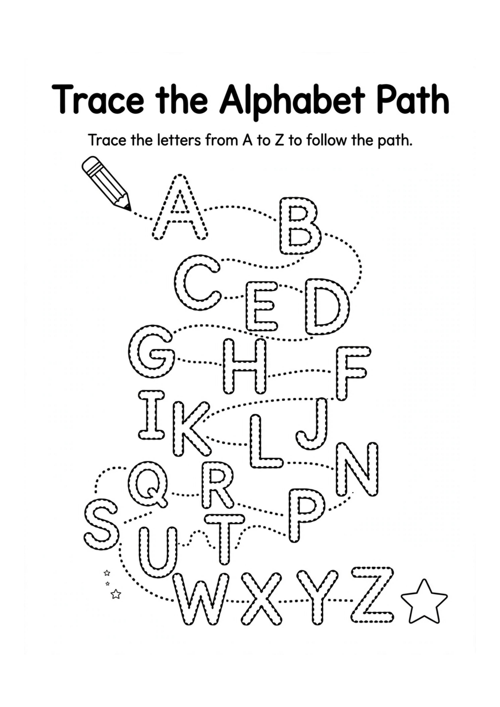 Trace the Alphabet Path Worksheet