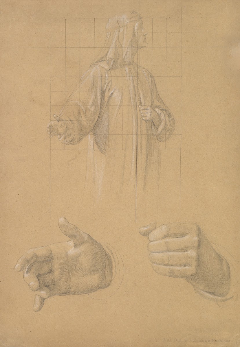 Study of a Standing Man with Headcloth and Two Studies of his Hands early to mid