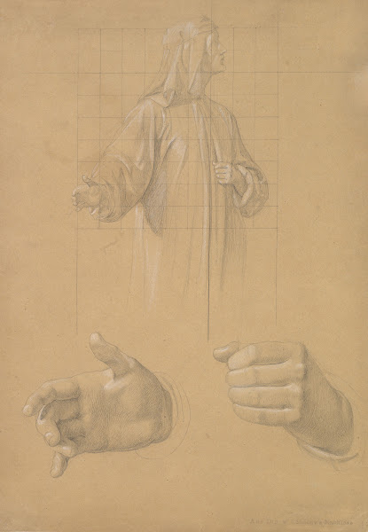 Study of a Standing Man with Headcloth and Two Studies of his Hands early to mid