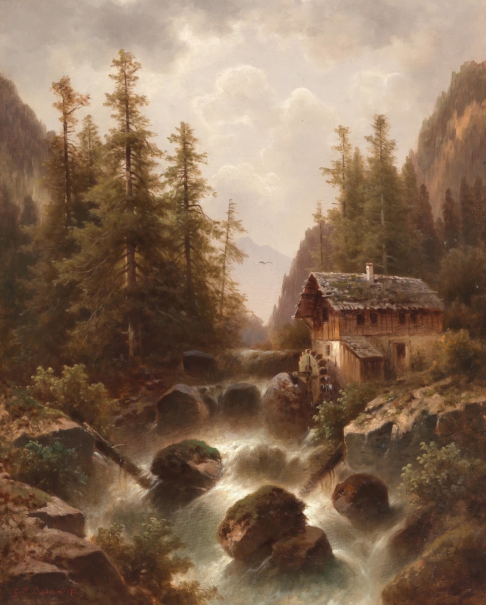 A Mill By A Mountain Torrent 1870